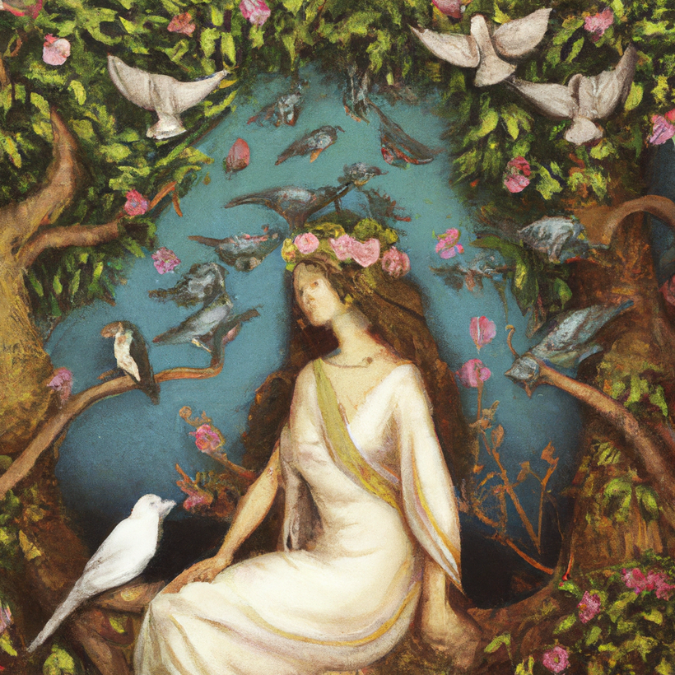 Woman sitting in a garden